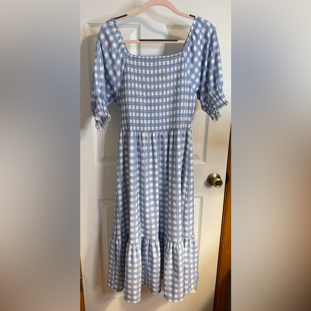 Michelle McDowell Blue and White Gingham Dress Size S